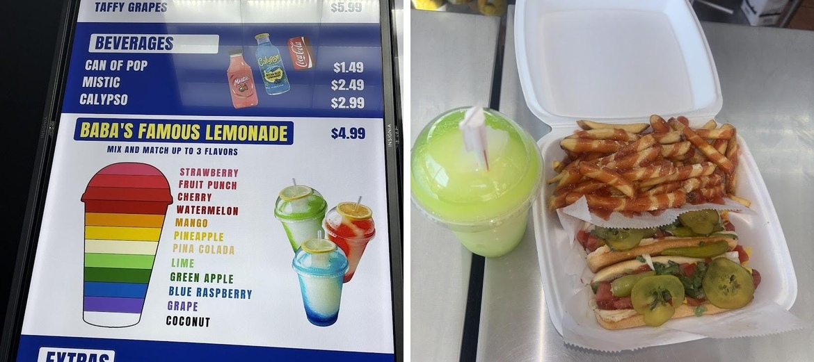 Baba's Famous Steak and Lemonade Menu